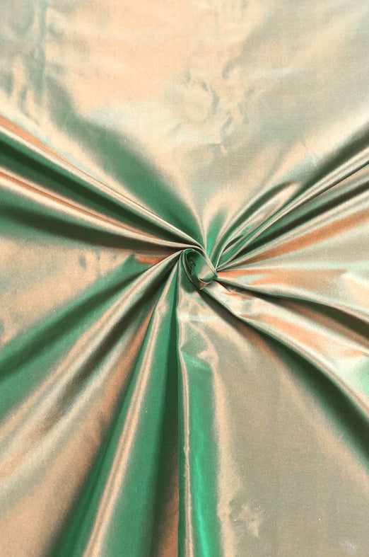 Iridescent Pumpkin/Green Taffeta Silk Fabric