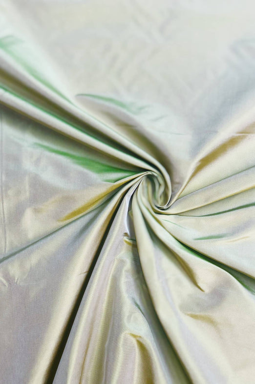 Iridescent Yellow/Nile Green Taffeta Silk Fabric
