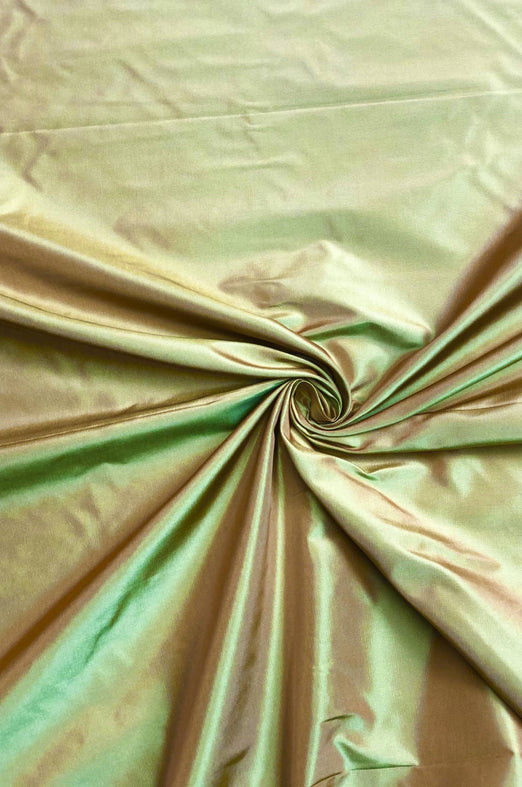 Iridescent Harvest Gold/Green Taffeta Silk Fabric