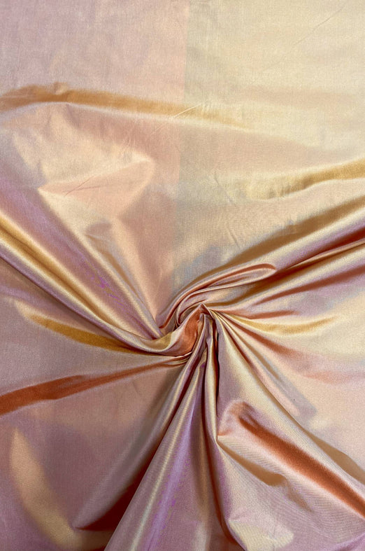 Iridescent Flamingo/Yellow Taffeta Silk Fabric