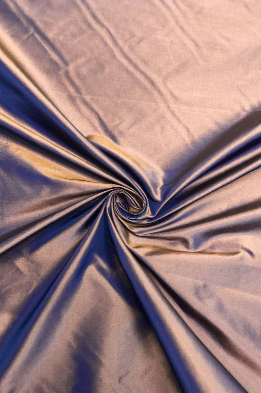 Iridescent Navy Blue/Russet Orange/Red Mahogany Taffeta Silk Fabric
