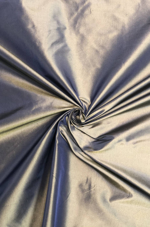 Iridescent Dusky Citron/Navy Blue/Khaki Taffeta Silk Fabric