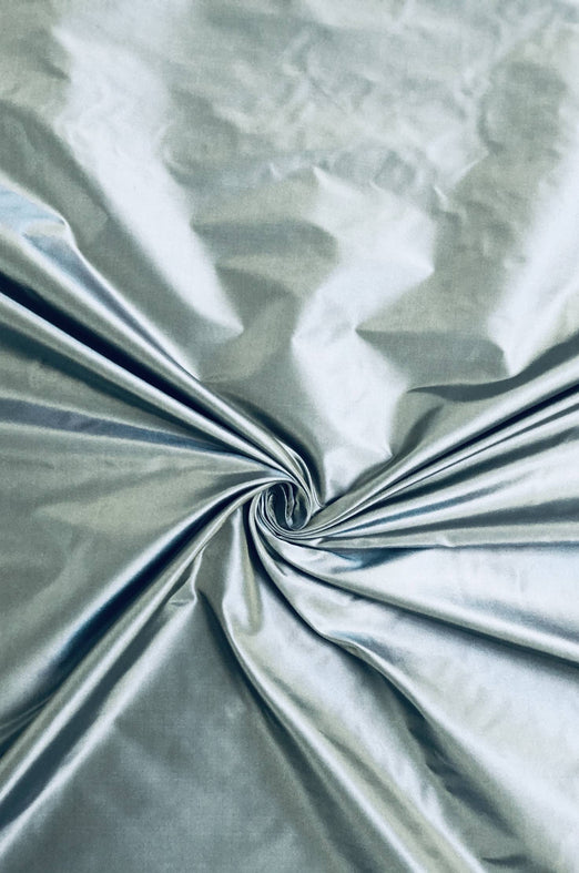 Iridescent Blue Mist/Artisan’s Gold Taffeta Silk Fabric