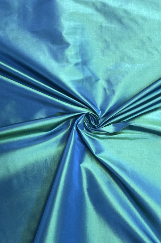 Iridescent Directoire Blue/Kelly Green Taffeta Silk Fabric