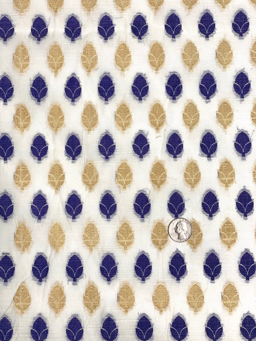Off-White Gold Blue Tulip Cotton Blend Novelty 1031 - 1
