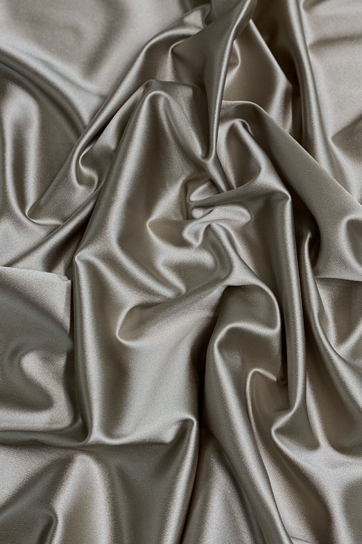 Taupe/Pumice Stone Italian Stretch Satin Fabric