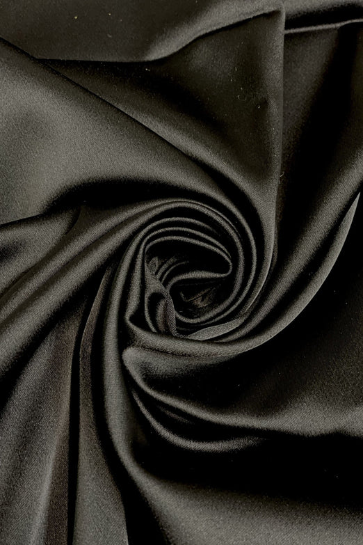 Black Italian Stretch Satin Fabric
