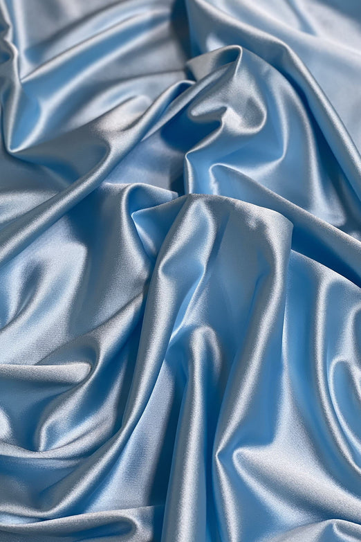 Sky Blue Italian Stretch Satin Fabric