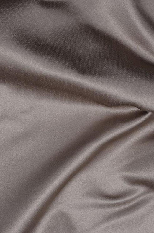 Almond Grey Silk Duchess Satin Fabric