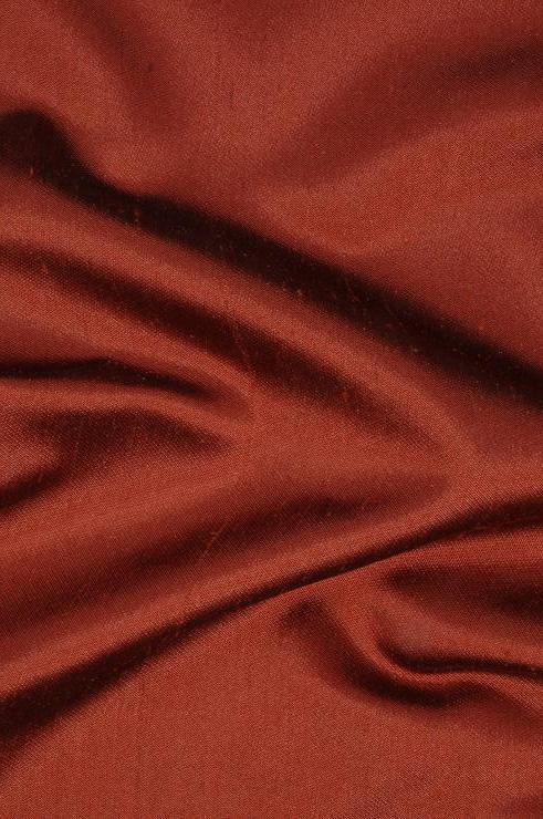 Antique Rust Brown Italian Shantung Silk Fabric