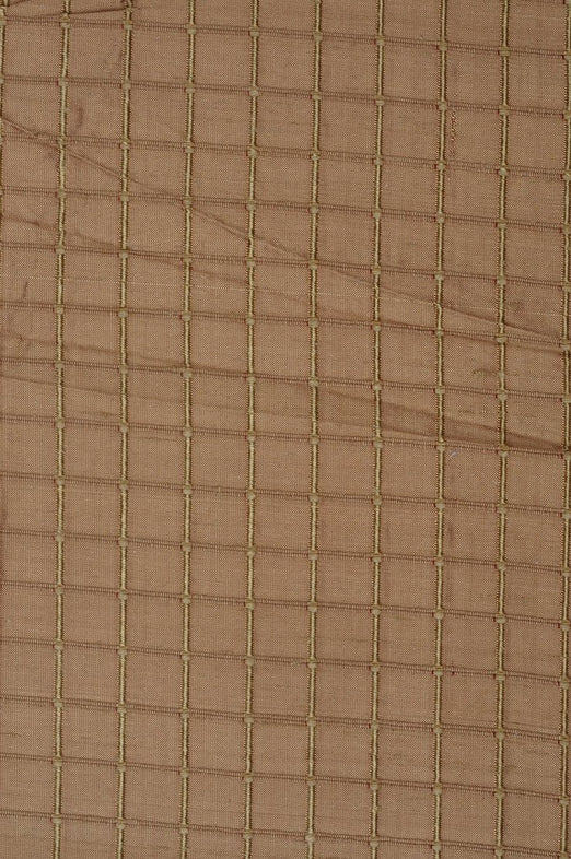 Apple Cinnamon Silk Shantung Windowpane 54" Fabric