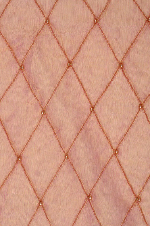 Apricot Orange Embroidered Organza Silk 144 Fabric