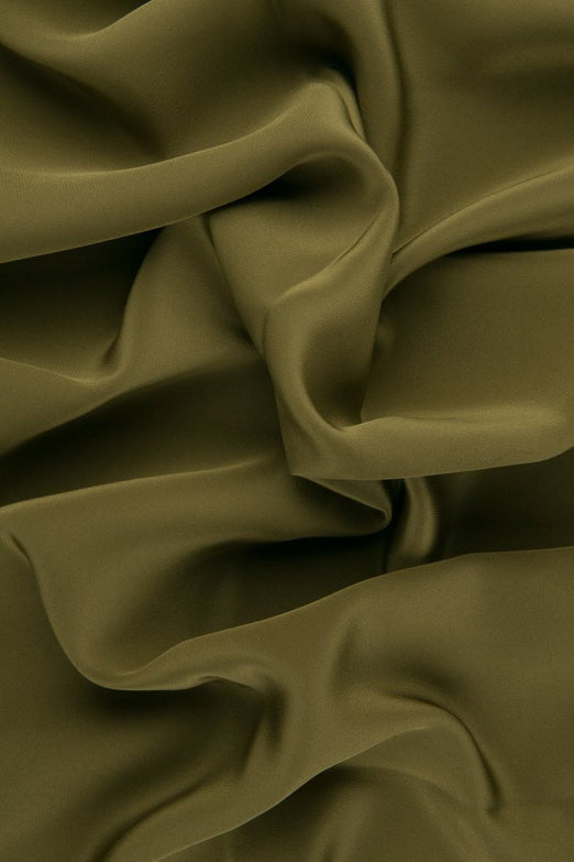 Army Green Silk Crepe de Chine Fabric