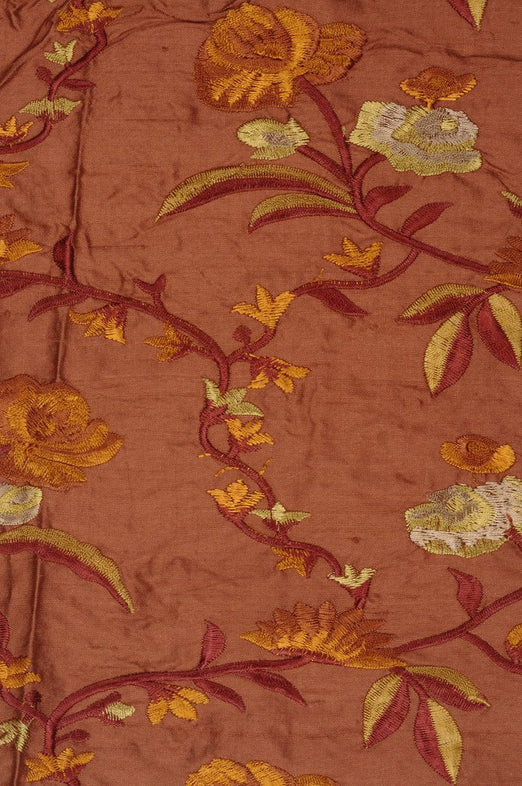 Orange 202 Embroidery Dupioni Silk Fabric