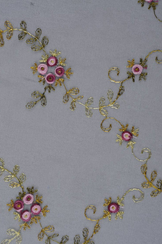 Black Embroidered Organza Silk 172 Fabric