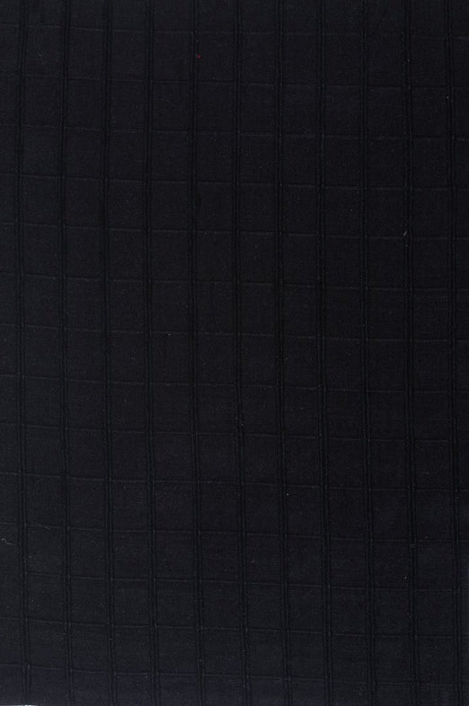 Black Silk Shantung Windowpane 44" Fabric