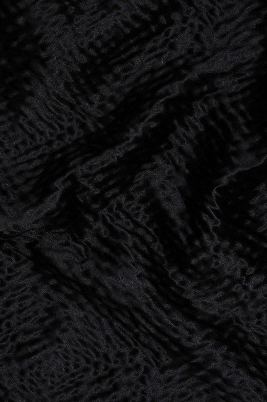 Black Silk Hammered Satin Jacquard Fabric