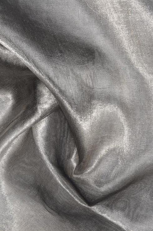Black Silver Metallic Organza Fabric
