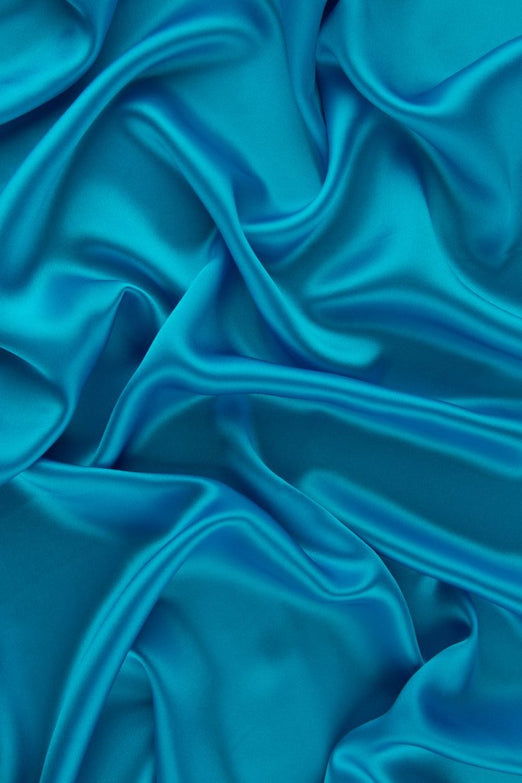 Blue Atoll Charmeuse Silk Fabric