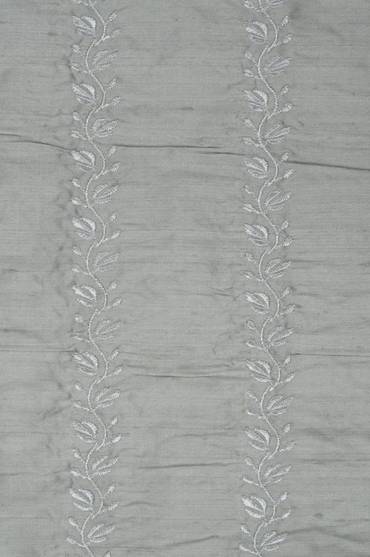Grey 210 Embroidered Dupioni Silk
