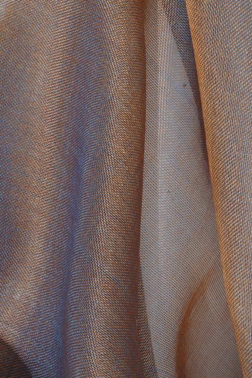 Blue-Grey Rust Silk Organza Fabric