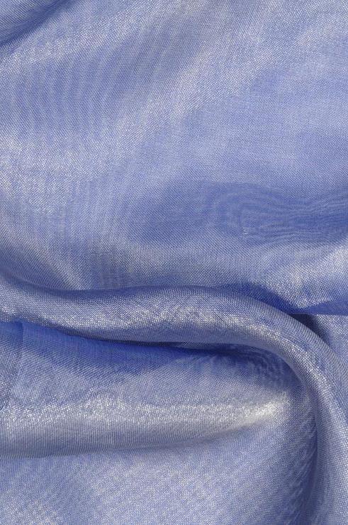 Blue Silver Metallic Organza Fabric