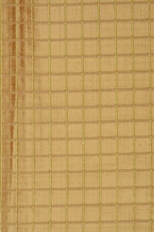 Bright Yellow Gold Silk Shantung Windowpane 44" Fabric