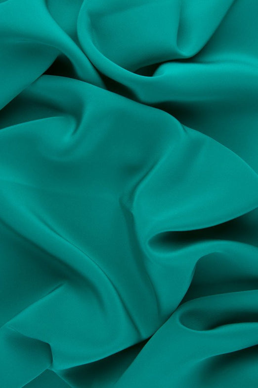 Caribbean Green Silk Crepe de Chine Fabric