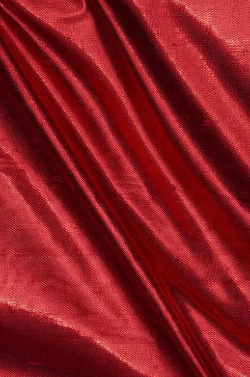 Chinese Red Metallic Shantung Silk Fabric