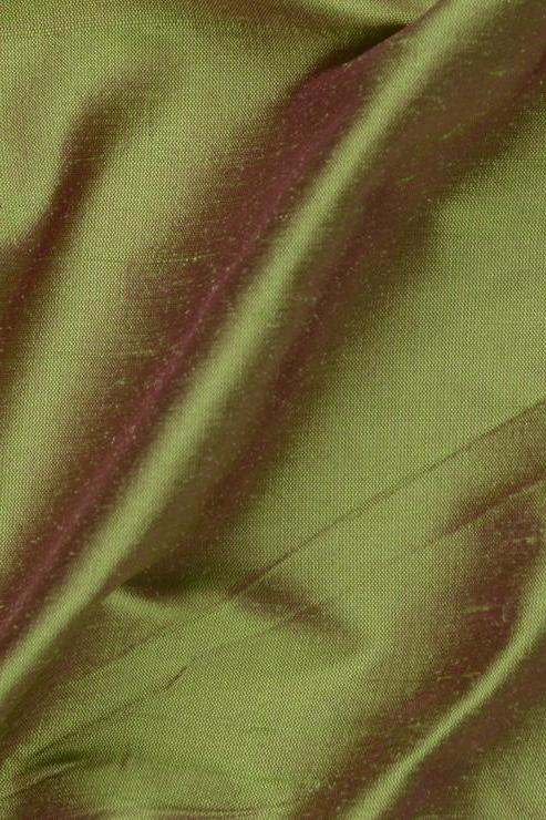 Christmas Green Red Silk Shantung 54" Fabric
