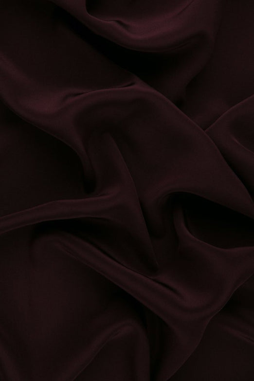 Dark Maroon Silk Crepe de Chine Fabric