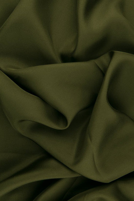 Dark Moss Green Habotai Silk Fabric