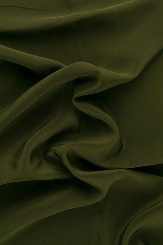 Dark Moss Green Silk Crepe de Chine Fabric