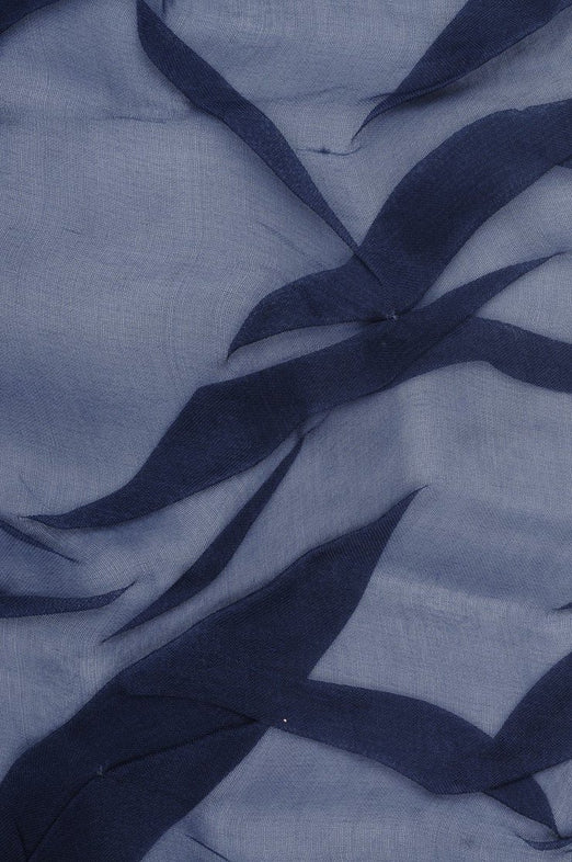 Dark Navy Embroidered Organza Silk 143 Fabric