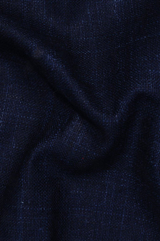 Dark Navy Silk Linen (Matka) Fabric