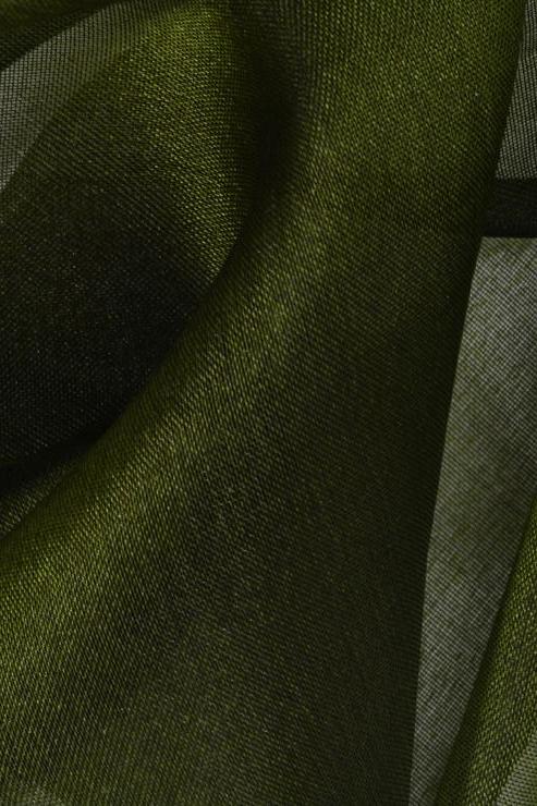 Dark Olive Green Silk Organza Fabric
