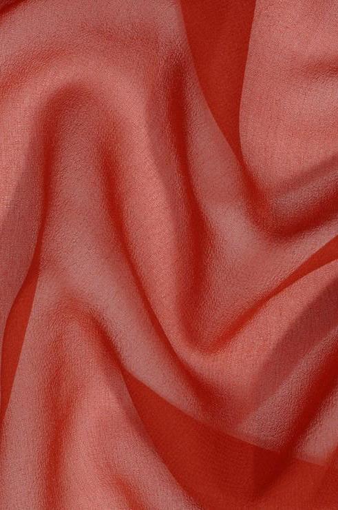 Deep Brick Red Silk Georgette Fabric