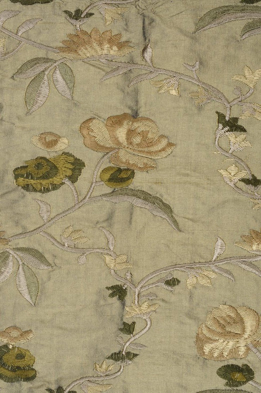 Green 202 Embroidery Dupioni Silk Fabric