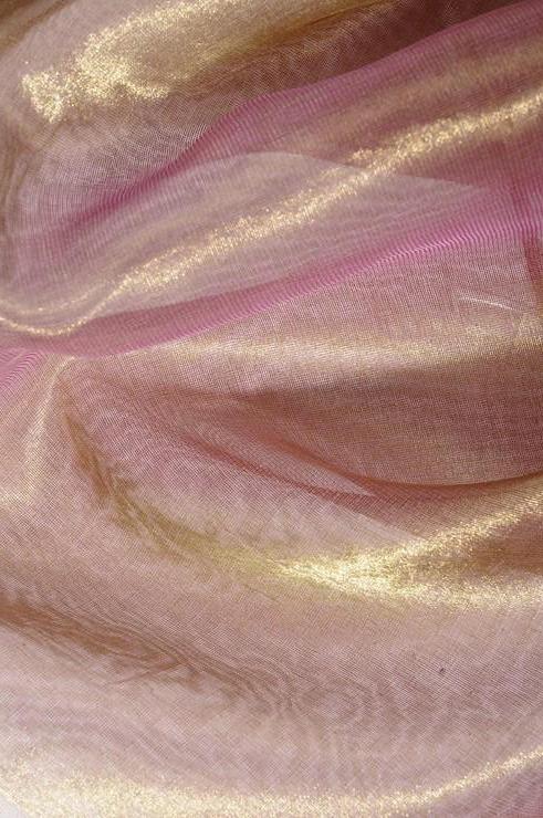 NY Designer Fabrics Pink Gold Metallic Organza Fabric