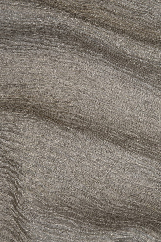 Grey Silver Metallic Crushed Organza Fabric