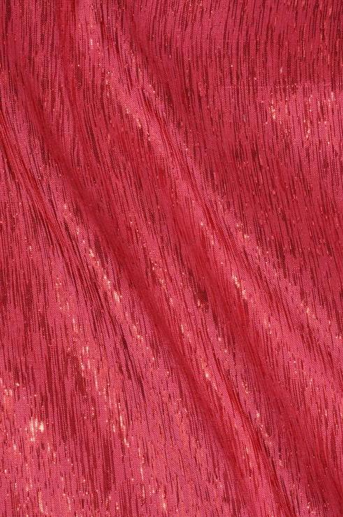 Hot Coral Pink Metallic Shantung Silk Fabric