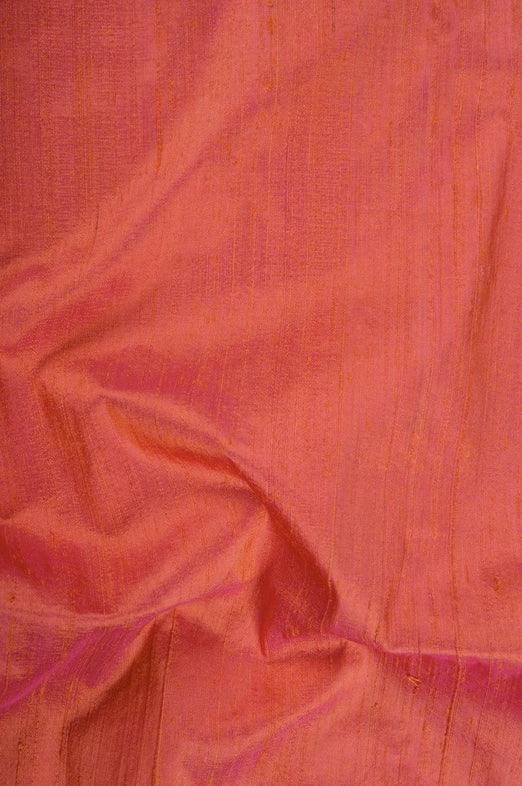 Hot Coral Pink Dupioni Silk Fabric
