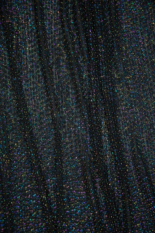 Iridescent Sequins & Beads on Silk Chiffon Fabric