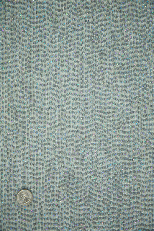 Light Gray Sequins & Beads on Silk Chiffon Fabric