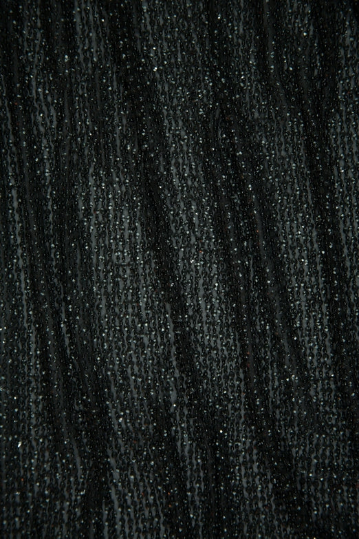 Black Sequins & Beads on Silk Chiffon Fabric