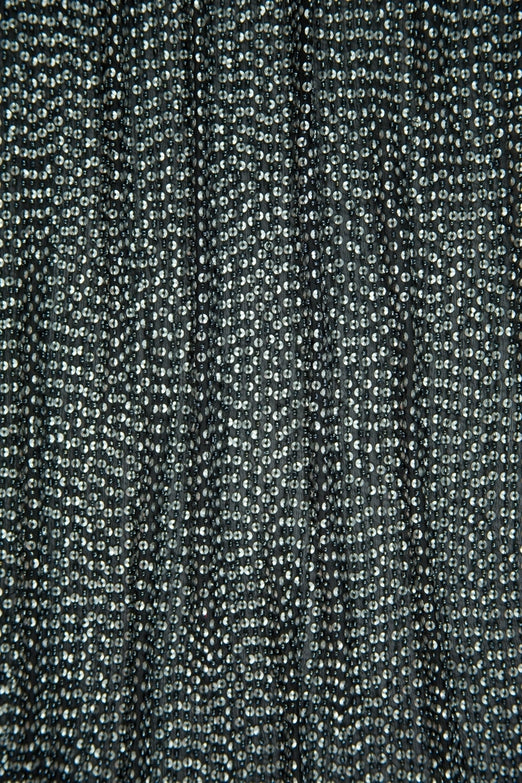 Charcoal Gray Sequins & Beads on Silk Chiffon Fabric