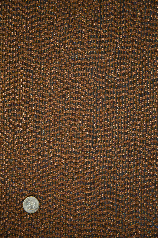 Copper Sequins & Beads on Silk Chiffon Fabric