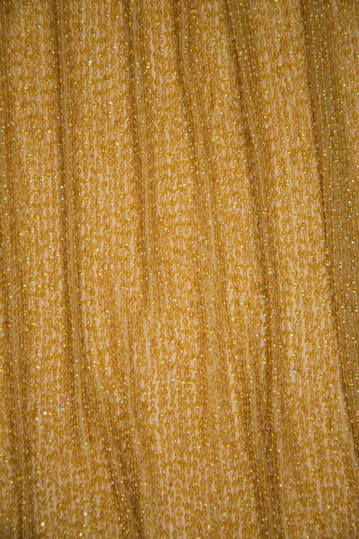 Gold Sequins & Beads on Silk Chiffon Fabric