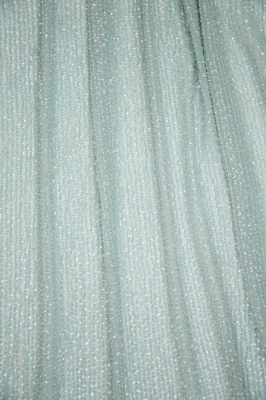 Light Aqua Sequins & Beads on Silk Chiffon Fabric