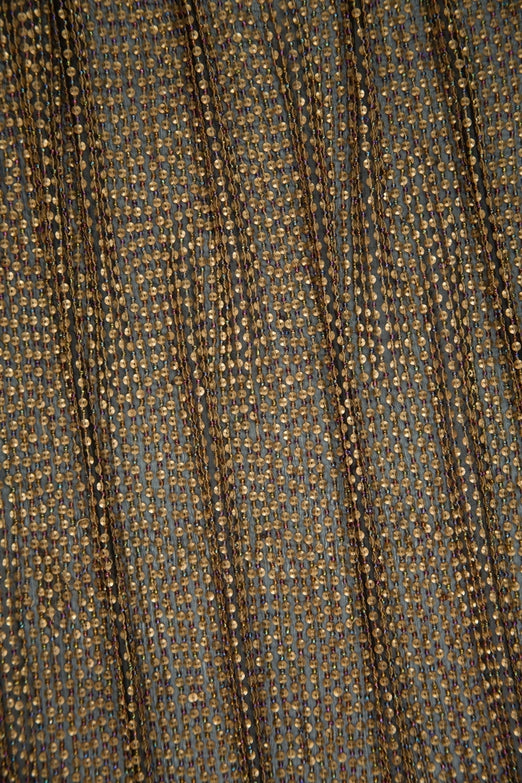 Rust Sequins & Beads on Silk Chiffon Fabric